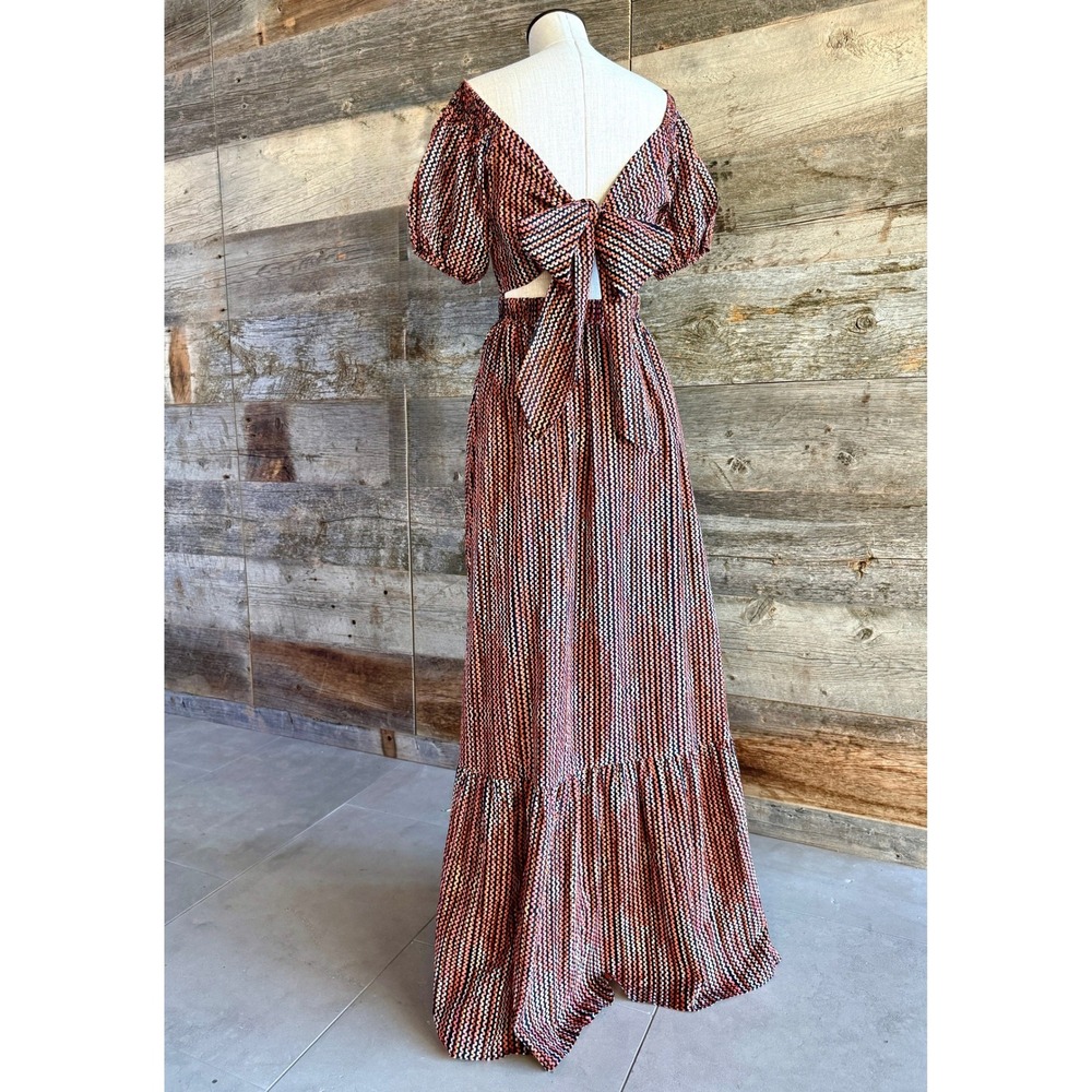 Ramy Brook‎ NWT Megan Striped Maxi Dress S Deco Rose Reversible Feminine Cottage